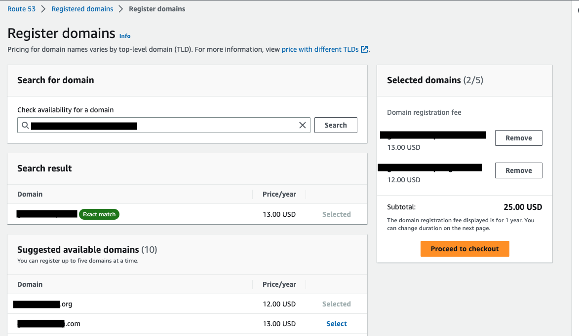 Register domains
