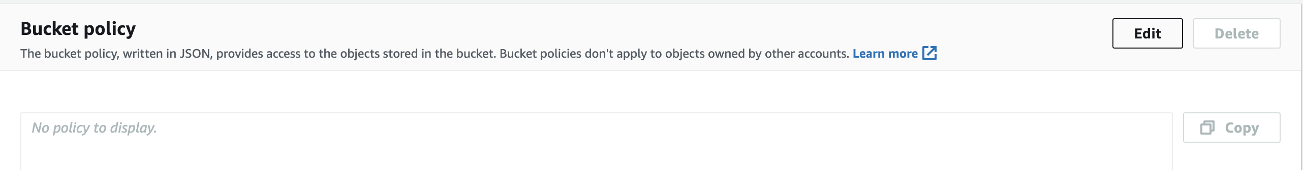 Bucket policy section