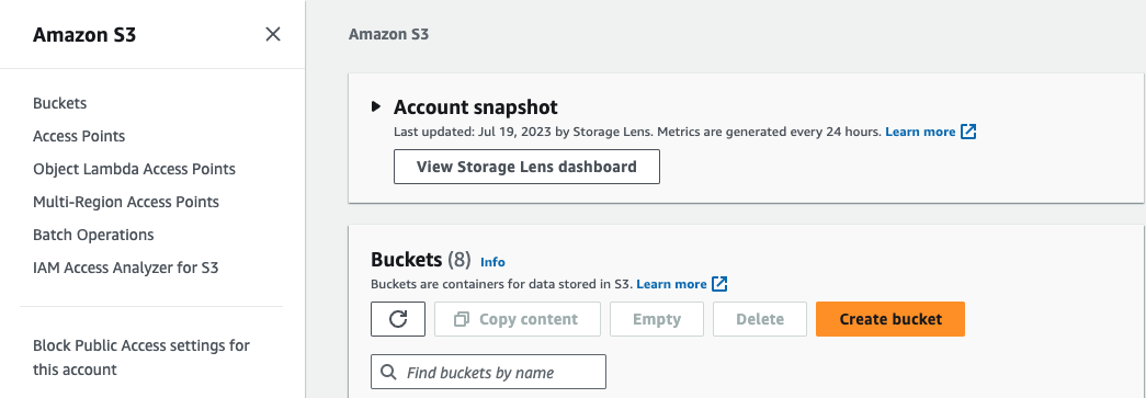 Create bucket action