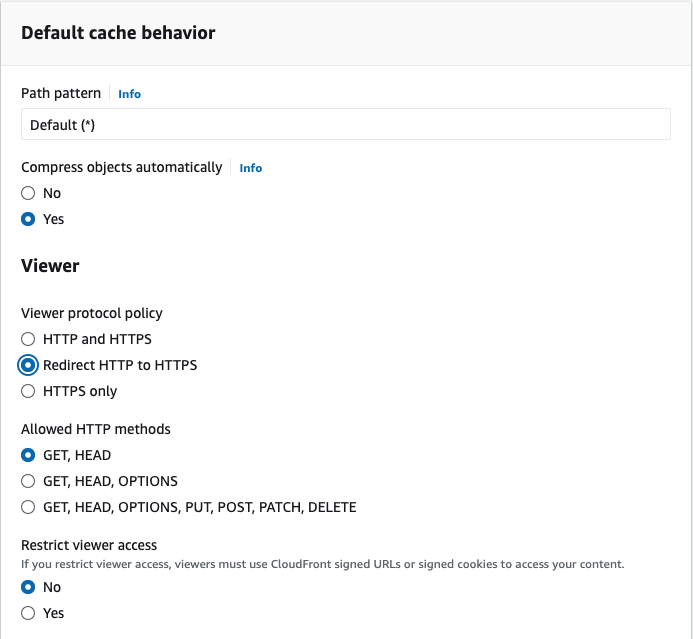 Default cache behavior