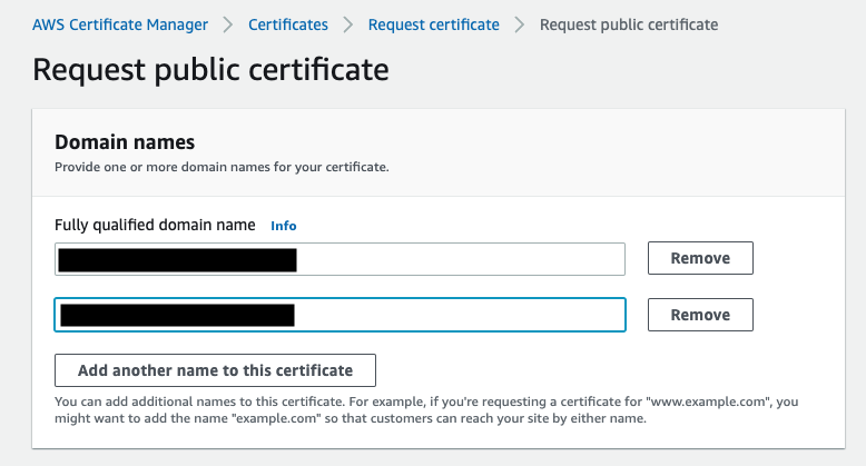 Domain names insertion