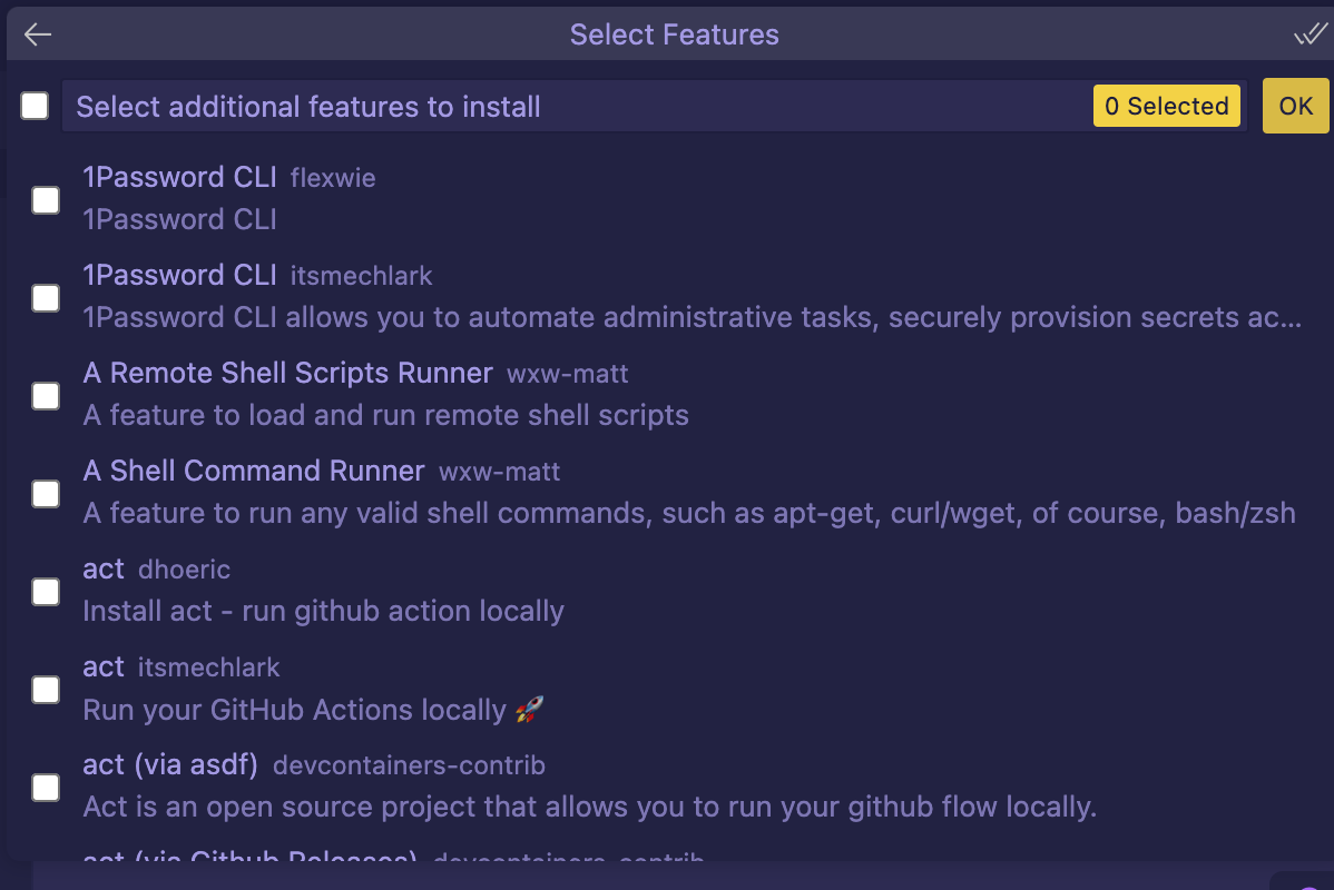 Dev Containers Features