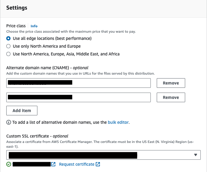 Settings section