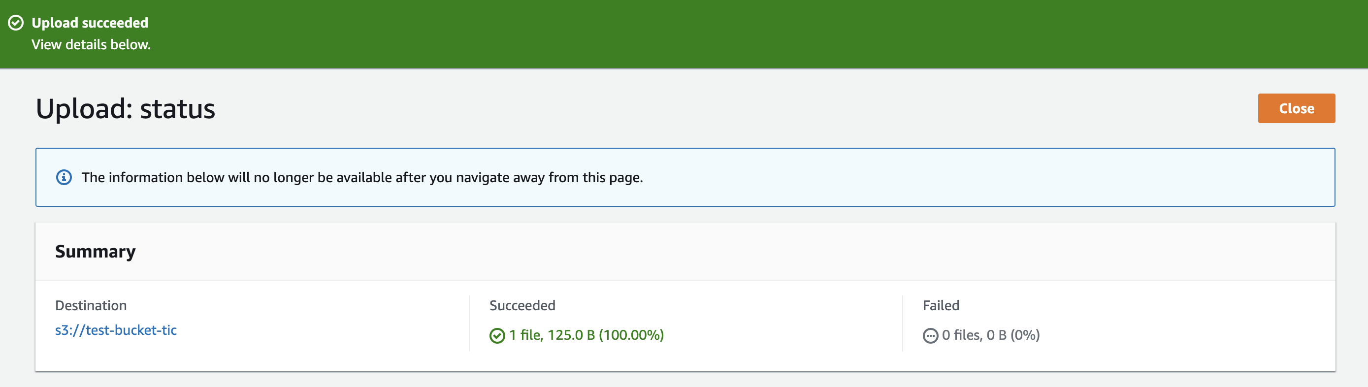 Upload status